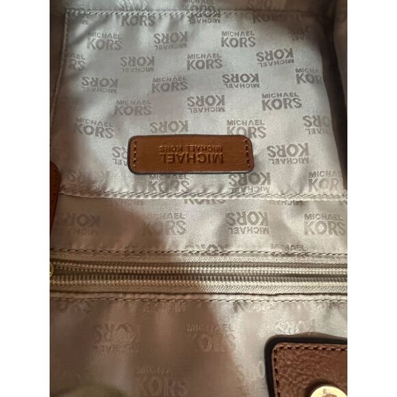 Michael Kors Striped Shoulder Bag Tote Purse Navy White Tan Leather Trim nautica - Picture 6 of 11